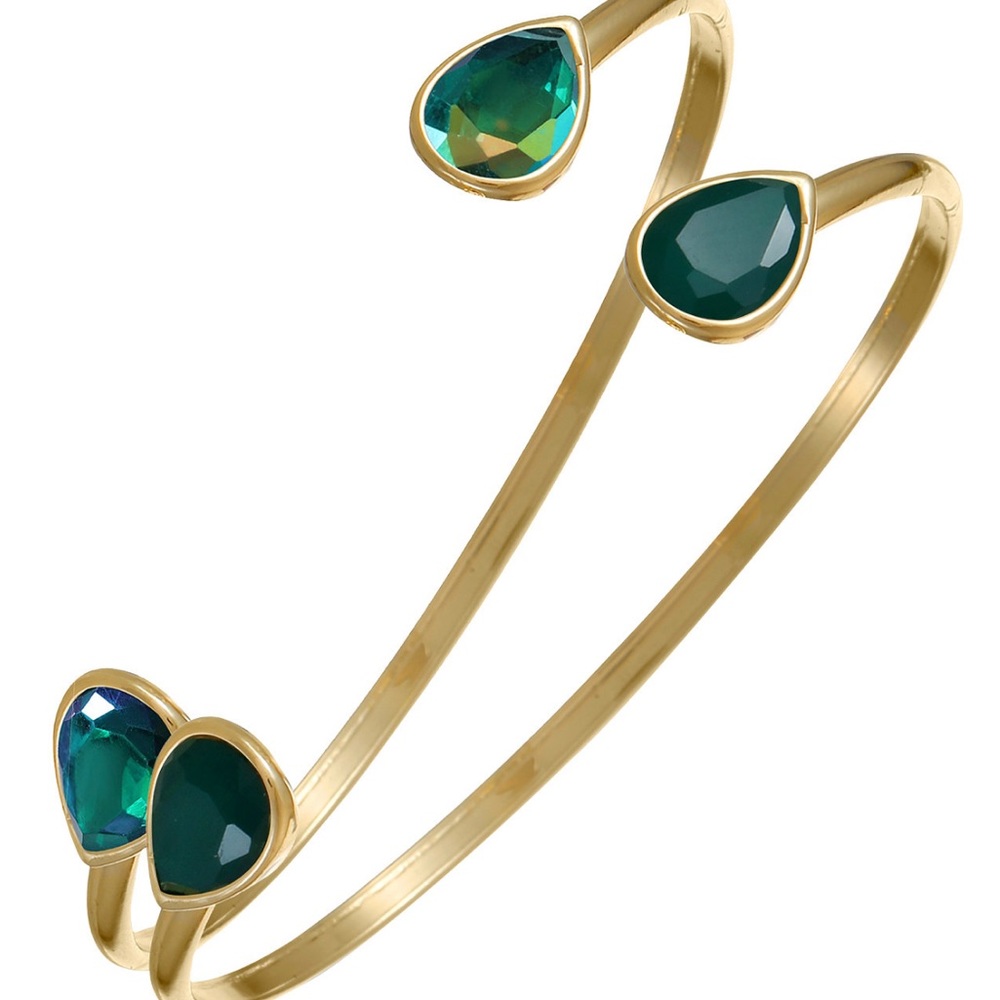Style & Co 2 piece green color stone thin cuff bracelet NWT